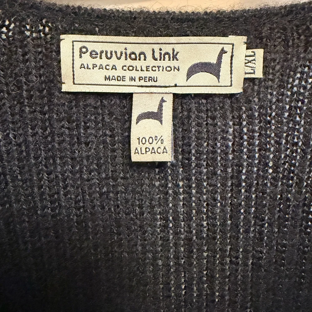 Peruvian Link 100% Alpaca Knit Cardigan Sweater Peru L/XL